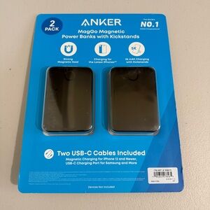 2 Pack Anker MagGo Magnetic Wireless 5000mAh Battery Power Bank with Kickstand